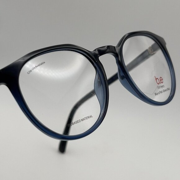 B.e Bio Eyes Vernal BLUG Full Eyeglass Frames Round Key Blue Black 50-18.5-143 - Picture 3 of 12